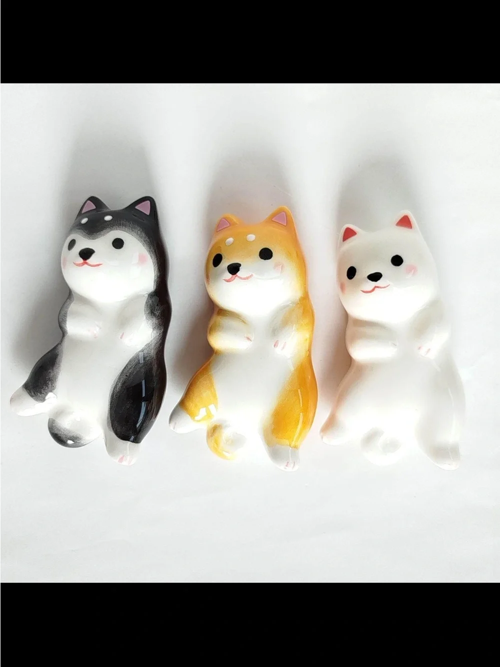 Cute dog Chopstick Rest Set - White, Black, and Yellow